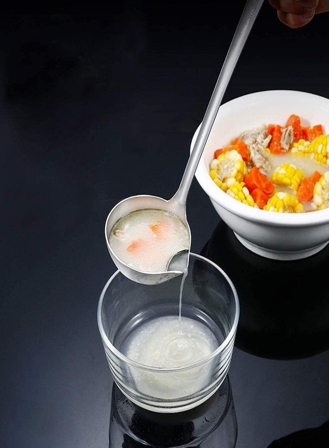 AJIGNA MART ملعقة فصل الزيت المصنوعة من الفولاذ المقاوم للصدأ من أجينا مارت، ملعقة شوربة بمقبض طويل، ملعقة تصفية الدهون للمطبخ المنزلي، مصفاة دهون للقدر الساخن - Image 3